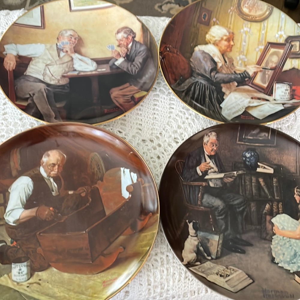 Four Norman Rockwell Collector Plates Knowles Fine China